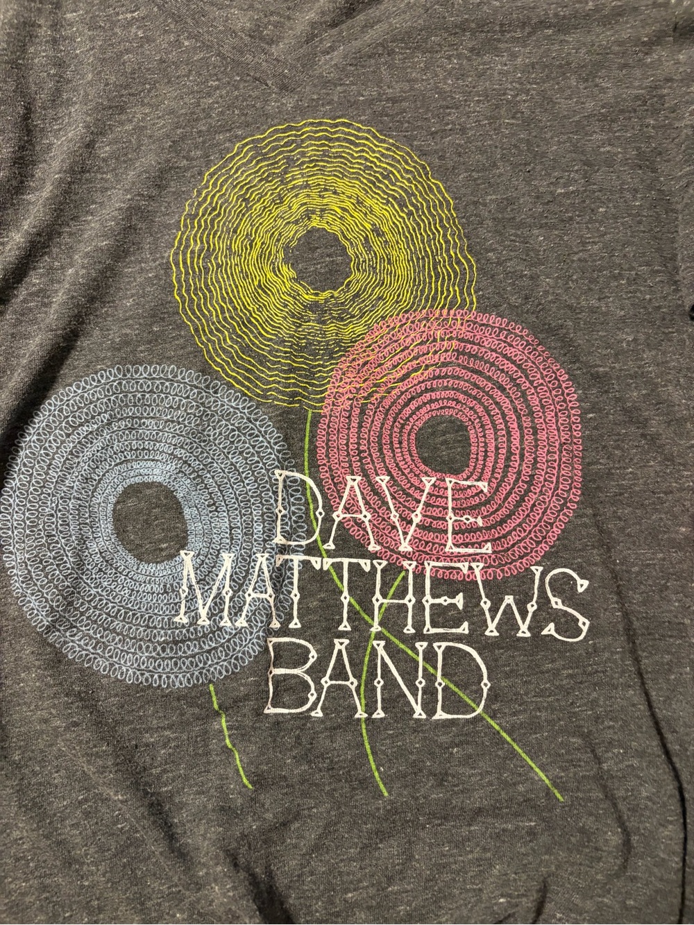 Dave Matthews Band Concert Tee - Charcoal with Yellow, Blue, Pink Flowers - Picture 2 of 3